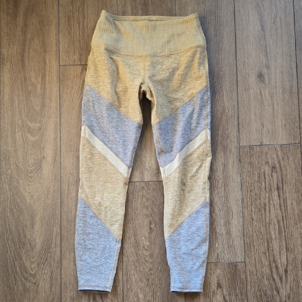 Yellow Grey Heather Alo Leggings, Small